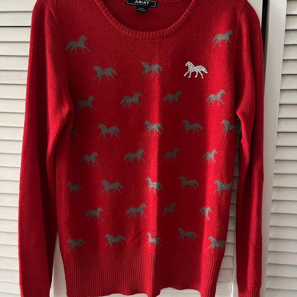 Ariat Red Sweater with Horse Motif
